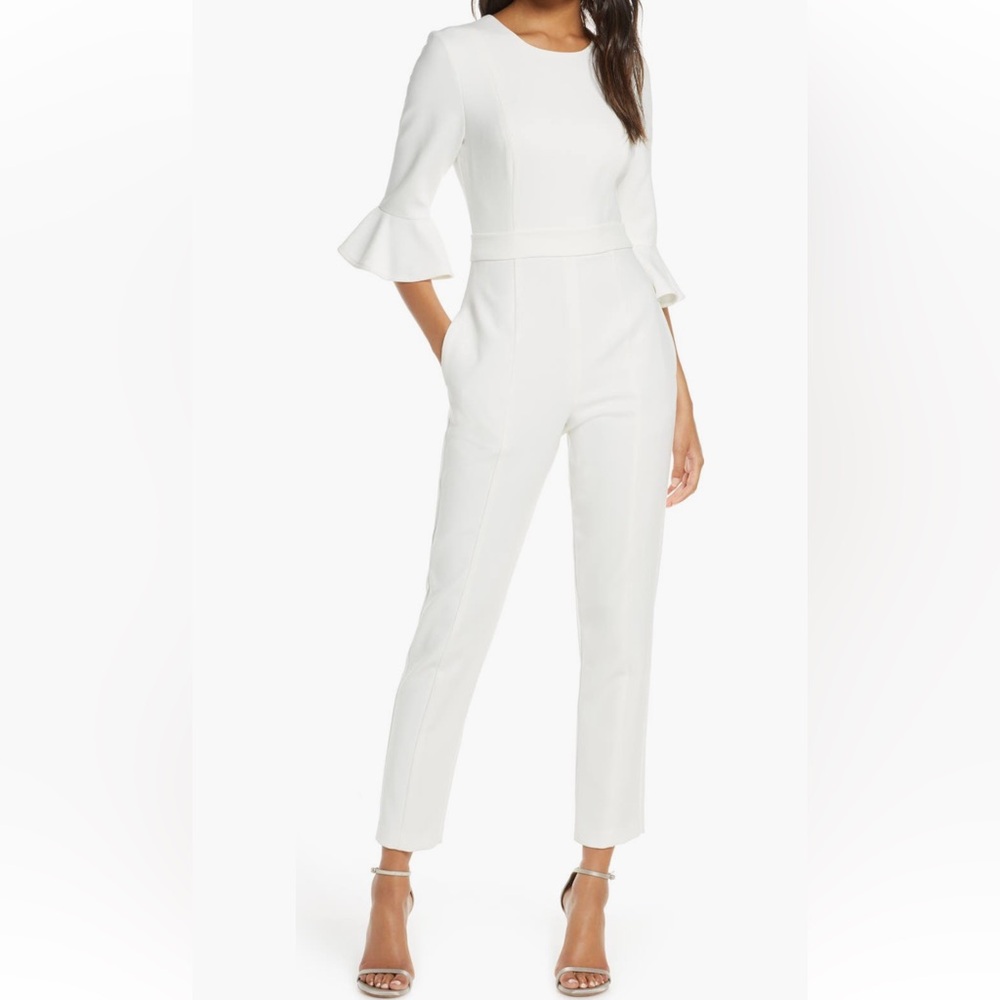 Black Halo:  White Brooklyn Jumpsuit